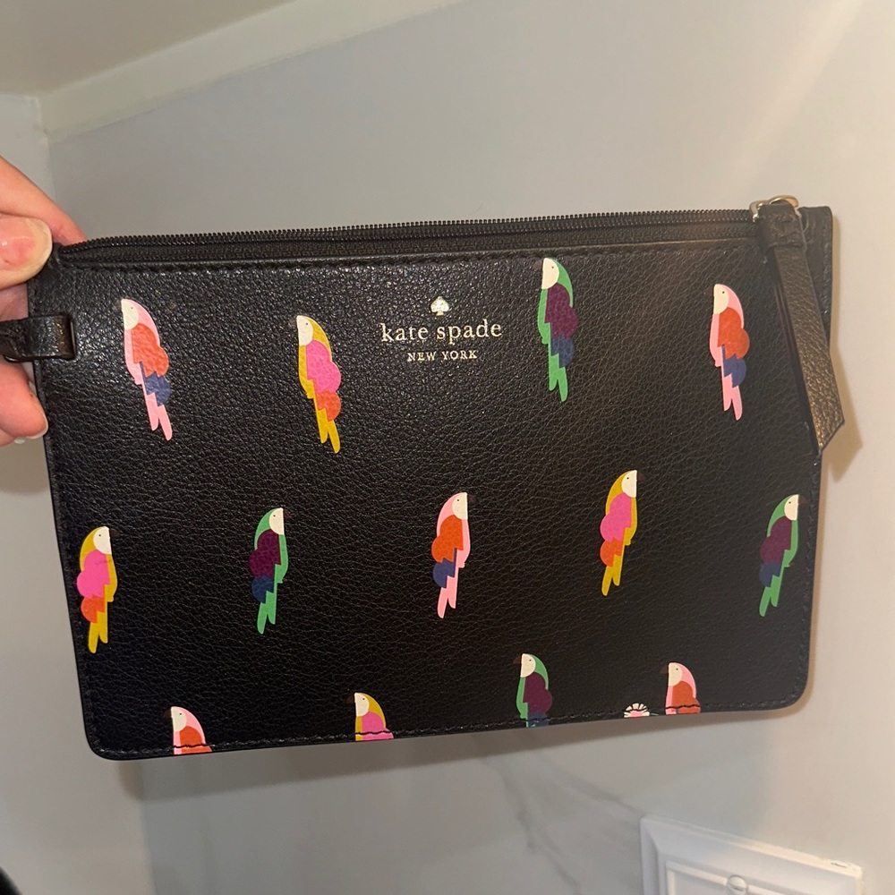 Kate Spade Black Tote with Colorful Parrot Design - Picture 8 of 16